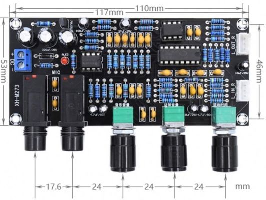 برد تقویت کننده میکروفون نصب مستقیم PT2399 NE5532 DC12-24V
