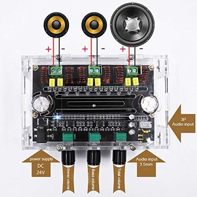 3 کانال ماژول تقویت کننده صوتی DC 6-100V با 80W * 2 + 100W قدرت خروجی برای سیستم های صوتی حرفه ای