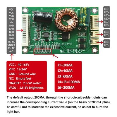 CA-233 LED درایور برد 55-255 ولت جریان ثابت خروجی