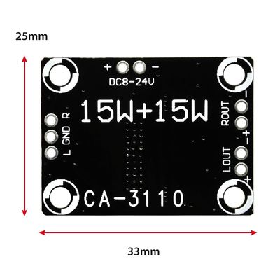 TPA3110 صفحه تقویت کننده صوتی با قدرت بالا 15W * 2 DC 8-18V