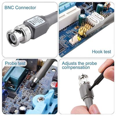 کیت ابزار تستر BNC P6100 اسیلوسکوپ پروب 100 مگاهرتز 1X 10X گیره مجموعه 2 تکه