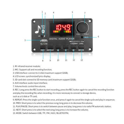 رسیور MP3 80W بلوتوث ماژول صوتی DC 5V-26V ICCS8673E