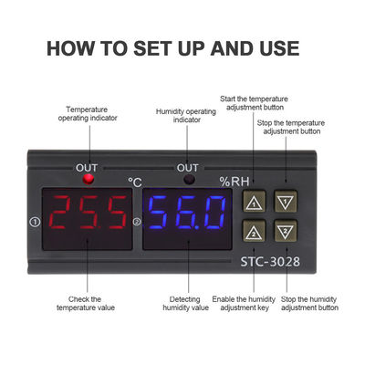کنترلر رطوبت و دما STC-3028 AC 220V DC 12V 24V