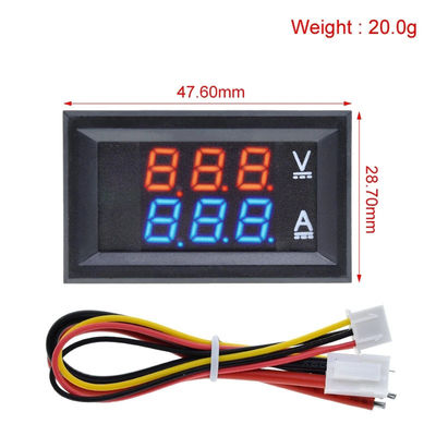 DC 0-100V 10A دیجیتال ولت آمپر متر Ac 0.28 اینچ قرمز آبی درایو آی سی