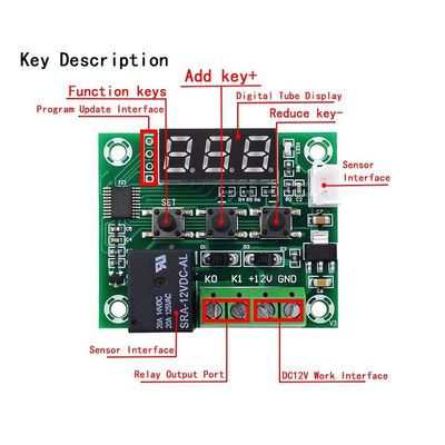 کنترلر دماسنج دیجیتال ترموستات W1209 1 رله 10 آمپر DC12V