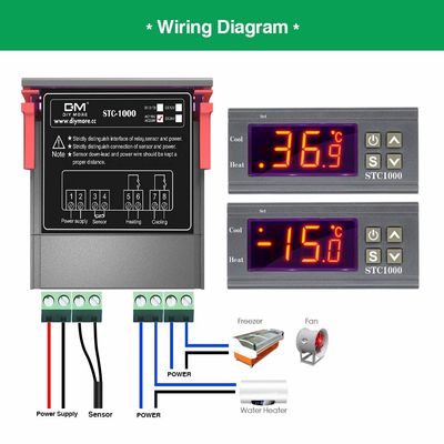 نمایشگر LCD دیجیتال کنترل رطوبت 10 آمپر با سنسور NTC AC 110-220 ولت