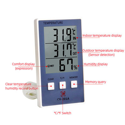 دقت 1.8 درجه فارنهایت رطوبت سنج C/F سنسور نمایشگر LCD ایستگاه هواشناسی
