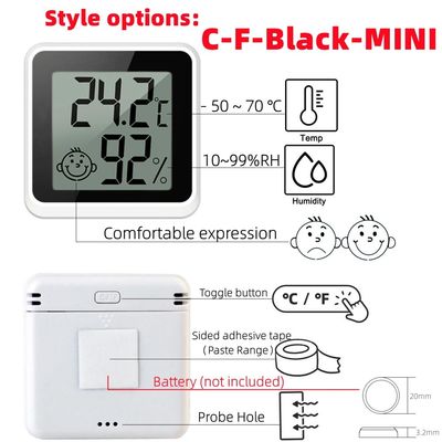 دماسنج دیجیتالی ABS دماسنج رطوبت سنج 4.3*4.3*1.2cm