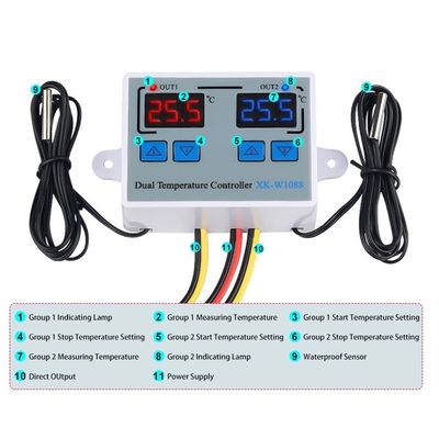 کنترلر دماسنج دیجیتال دوگانه LED گرمایش الکتریکی 220 ولت
