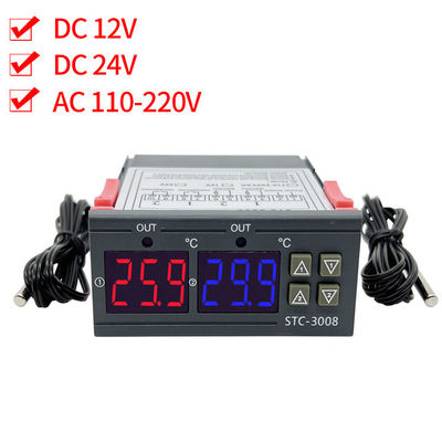 کنترلر دماسنج دیجیتال STC-3008 خروجی دو رله با پروب 12 ولت 24 ولت 220 ولت