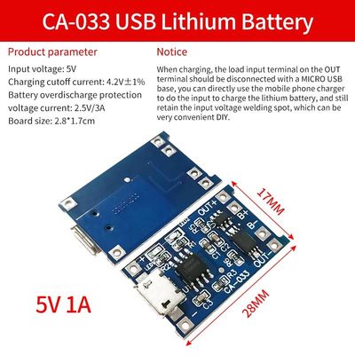 ماژول شارژر باتری لیتیوم نوع C/Micro USB 5V 1A 18650 TP4056