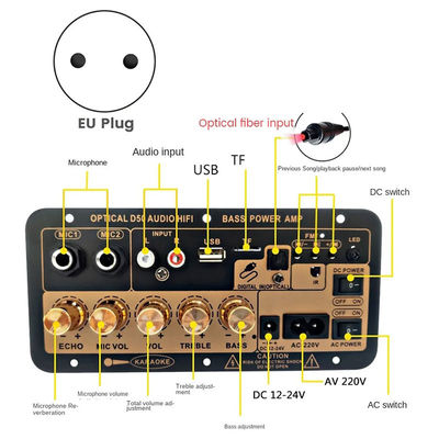 D50 100W Power Output Amplifier Board با ورودی صوتی نوری و تنظیم صداهای بالا و پایین بلوتوث AMP