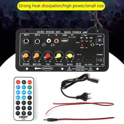 D10 12V 24V Subwoofer Digital Power Amplifier Board بی سیم آدیو استریو BT 5.0 میکروفون دوگانه کاراکه آمپر اسپیکر Acc