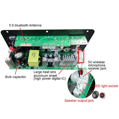 D100W بلوتوث 5.0 برد تقویت کننده قدرت با قدرت 100W و پشتیبانی رادیویی FM برای بلندگوها 8-12 اینچی