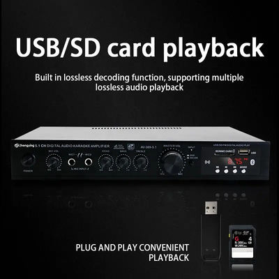 LDZS 5.1 کانال حرفه ای تقویت کننده صوتی Ktv خانه تئاتر سیستم 2 میکروفون ورودی مکسر بلندگو