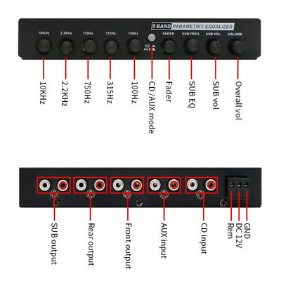 تقویت کننده 24 ولت EQ5 بخش Aux Equalizer Car Audio EQ Tuning Crossover