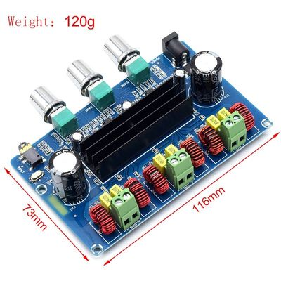 CA-3166B بلوتوث 5.0 برد تقویت کننده 2 * 50W + 100W 2.1 کانال TPA3116D2 با منبع برق DC12 ~ 24V