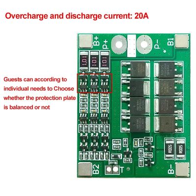 3S 25A لیتیوم یون 18650 BMS PCM محافظ باتری با تعادل برای باتری لیتیوم یون لیپو