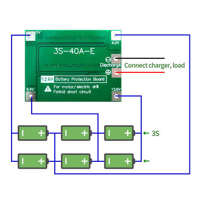 CA-3S-40A شارژر باتری لیتیوم لیتیوم لیپو سلول ماژول PCB BMS محافظ هیئت مدیره برای موتور حفاری 12.6V با تعادل