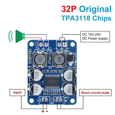 برد تقویت کننده CA-3118 1*60W 8-24V TPA3118 PBTL Mono Class D برد صوتی دیجیتال پاور