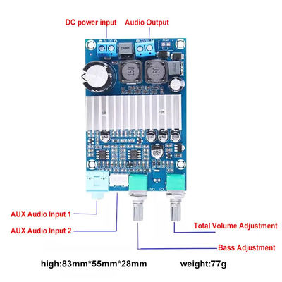 CA-3316A صفحه تقویت کننده قدرت دیجیتال 100W استریو کلاس D 12-24V BASS AMP TPA3116