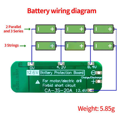 CA-3S-20A-E 11.1V 12V 12.6V BMS باتری محافظت هیئت مدیره لیتیوم 3s BMS