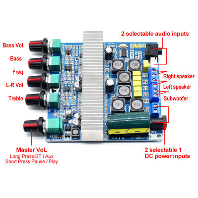 2.1 کانال تقویت کننده خانگی TPA3116D2 با قدرت 100W برای استریو آڈیو و سوبووفر