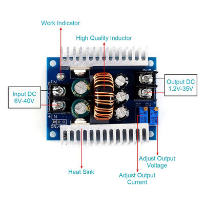300W 20A DC-DC Buck Converter Step Down Module با محدوده محدودی جریان 0.2-20A