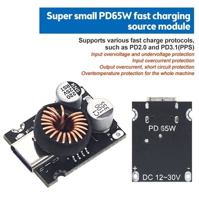 QC4.0 QC3.0 نوع C ماژول آداپتور شارژ سریع USB PD65W با نوع نصب استاندارد
