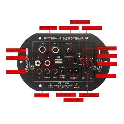 D3OK HIFI Bass Power Home Amplifier Board برای 2 کانال 2.0 AC/DC 12V 24V 220V صدا
