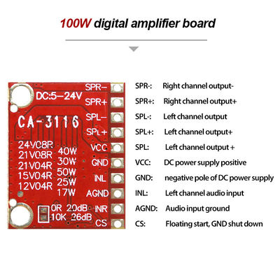 ماژول تقویت کننده قدرت دو کانال 50 وات TPA3116D2 با DC 4.5V ~ 24V و بدون صدا POP برای کارت استریو صوتی