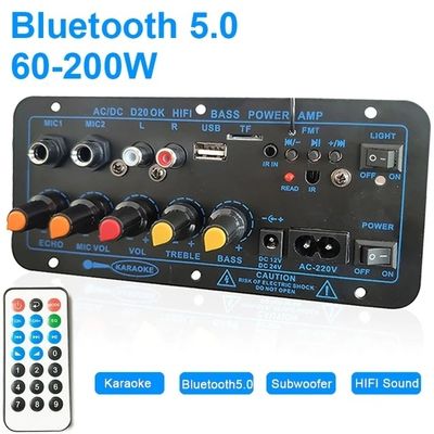 D20 60-200W BT تقویت کننده هیئت مدیره استریو خودرو تقویت کننده Subwoofer USB FM رادیو TF پلیر میکروفون دوگانه