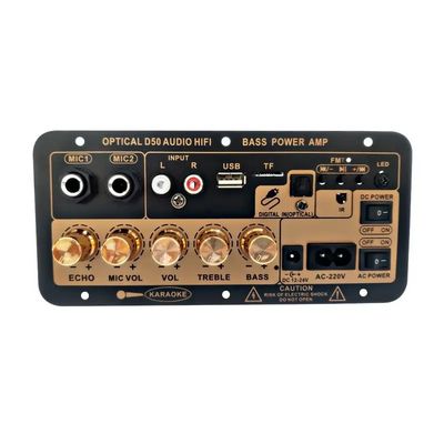 صفحه تقویت کننده D50 با صوتی نوری BT AMP USB FM Radio TF Player سیاه برای ماشین خانگی