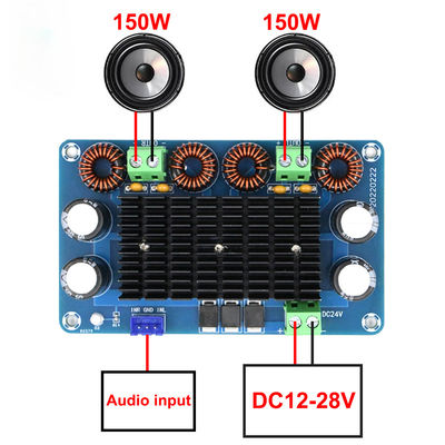 150W + 150W کارت صوتی تقویت کننده قدرت بالا با خروجی DC 12-28V برای برابر کننده استریو سینما خانگی