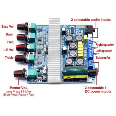 TPA3116D2 Digital Power Amplifier Board با سوبووفر 100 وات BT 5.0 و خروجی 2 * 50W + 100W