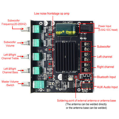 CA-MT21 2.1 کانال BT 5.0 Subwoofer Amplifier Board 2*50W+100W 12-24V AMP+BT