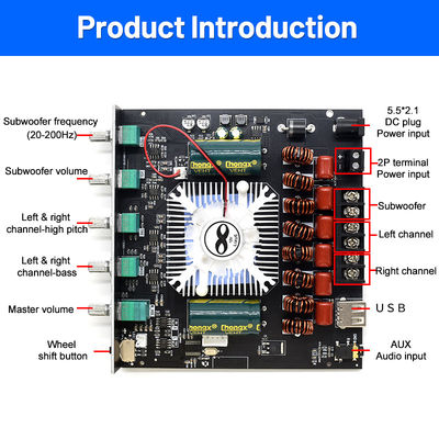 CA-AS21 2.1 کانال BT Subwoofer Amplifier برد صوتی 2*220W+350W 12-24V AMP