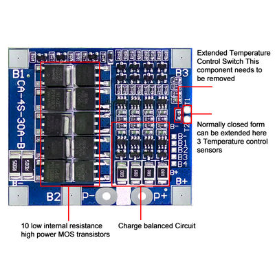 CA-4S-30A-B لیتیوم 18650 BMS باتری محافظ صفحه 30A 14.8V 12.8V 4s BMS صفحه