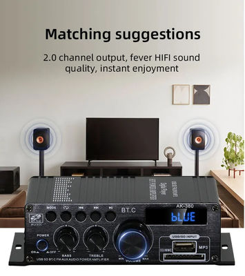 AK-380 5.0 تقویت کننده 2.0 کانال ماشین خانه تئاتر تقویت کننده مینی HIFI تقویت کننده های صوتی دیجیتال استریو USB OTG ورودی