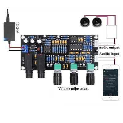 XH-M273 PT2399 Digital Preamplifier Board 12-24V DC با فرکانس استریو برای کنترل میکروفون کاراکه