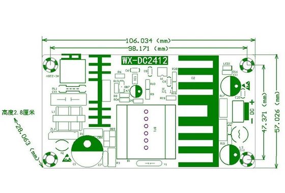 WX-DC2412 تخته برق سوئیچینگ 100W ماژول برق بالا تخته خالی AC DC 24V4A