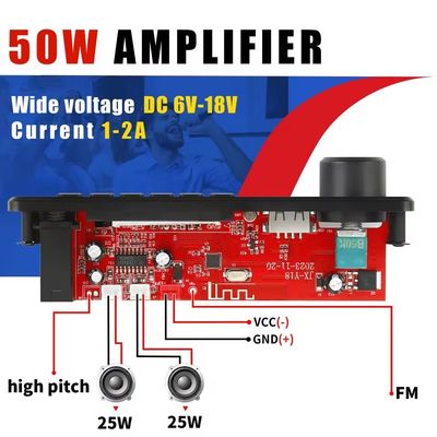 تقویت کننده قدرت 2 * 25W با صفحه رمزگشایی MP3 و عمر باتری 20 ساعت