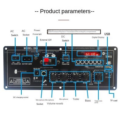 سلبوفر استریو اتومبیل قابل شارژ و تقویت کننده قدرت صوتی PCB Board 2.0 Channel 12V با طراحی قالب خصوصی