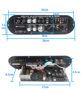 D1200 2.0 کانال 50W+50W BT Digital Amplifier Board 12V قابل شارژ مجدد برای استفاده در خانه