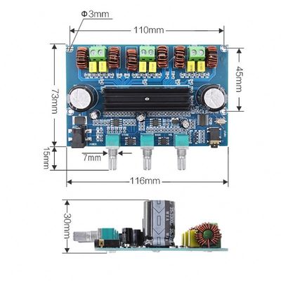 2.1 کانال بلوتوث 5.0 صفحه تقویت کننده دیجیتال با 100W + 2x50W خروجی قدرت بالا