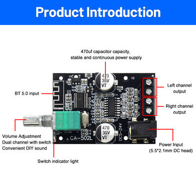 ZK-502L 2.0 Channel Digital Amplifier Board خانه سینما تقویت کننده HIFI با BT5.0 50WX2 فلز مواد استریو بوردی ZK-502L