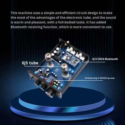 تقویت کننده لوله ای HIFI صوتی 6J5 QCC3034 برای BT 5.1 تقویت کننده خانه بی سیم با تنظیم پیش افزوده باس و تربل
