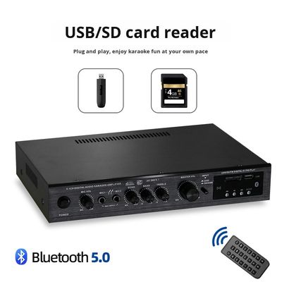 آمپلی‌فایر قدرت HIFI 5.1CH با توان 120 وات*2 + 25 وات*3، ورودی اپتیکال و کواکسیال، بلوتوث 5.0، سوپر بیس، برای مهمانی‌های خانگی، سینمای خانگی و کارائوکه