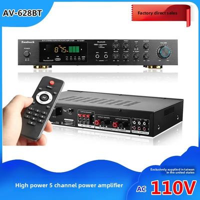 Av-628BT آڈیو خانگی 5 کانال 800W تقویت کننده قدرت بالا 110V/220V گیرنده بی سیم با اتصال BT