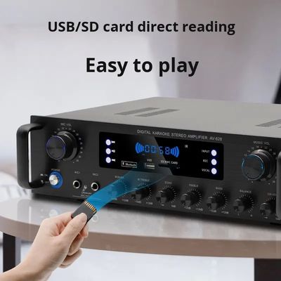 AV-628 حرفه ای 5.1 کانال 600W خانه همکسان Subwoofer تقویت کننده مدل قدرت بالا BT فیبر نوری گیرنده مرزی